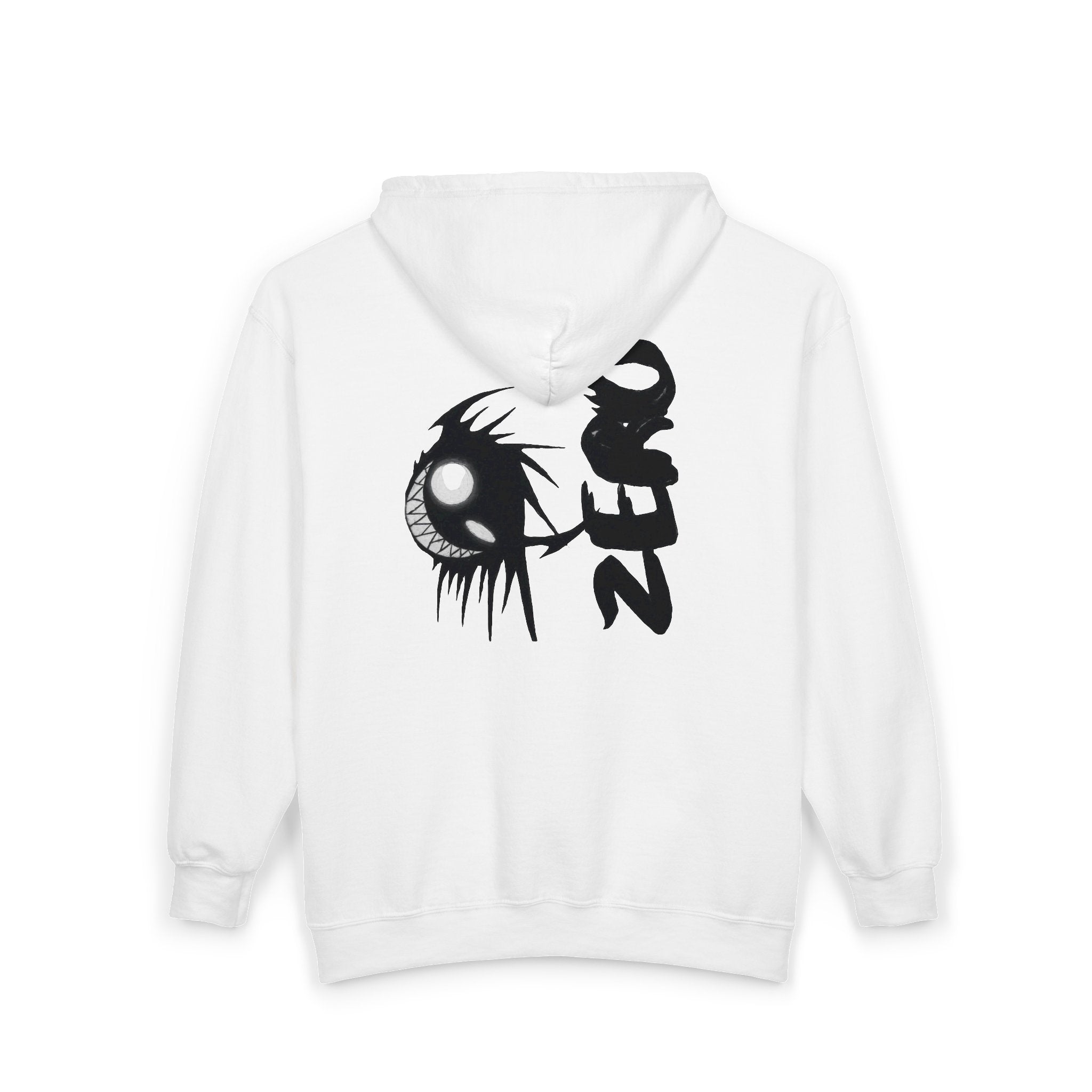 Zip Hoodie with Grinning Eye 'ZERO' Back Graphic — Goth Streetwear