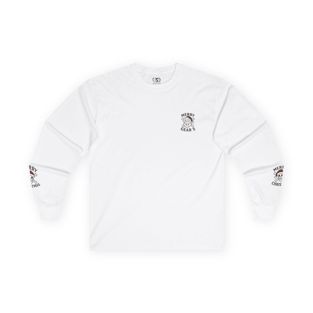 Christmas Long Sleeve Tee - Merry Christmas and Santa Claus Design