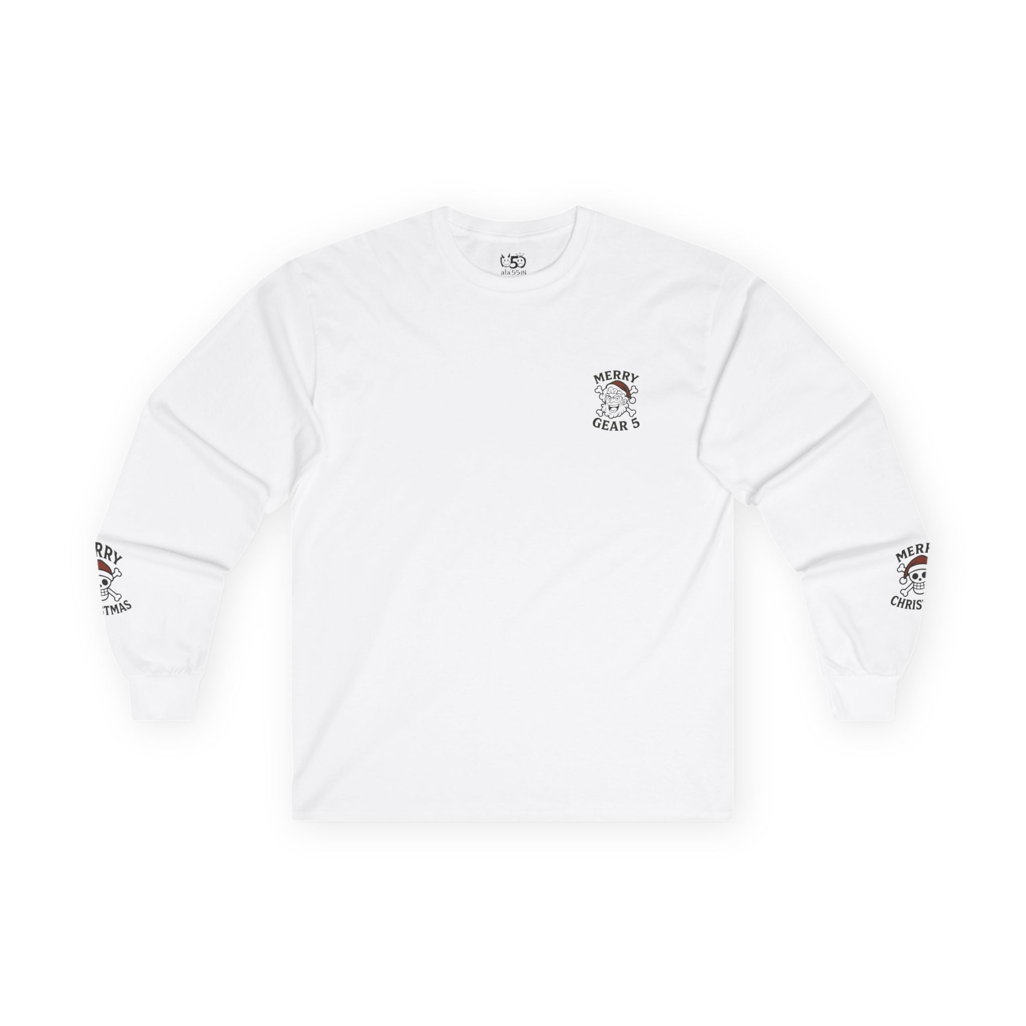 Christmas Long Sleeve Tee - Merry Christmas and Santa Claus Design