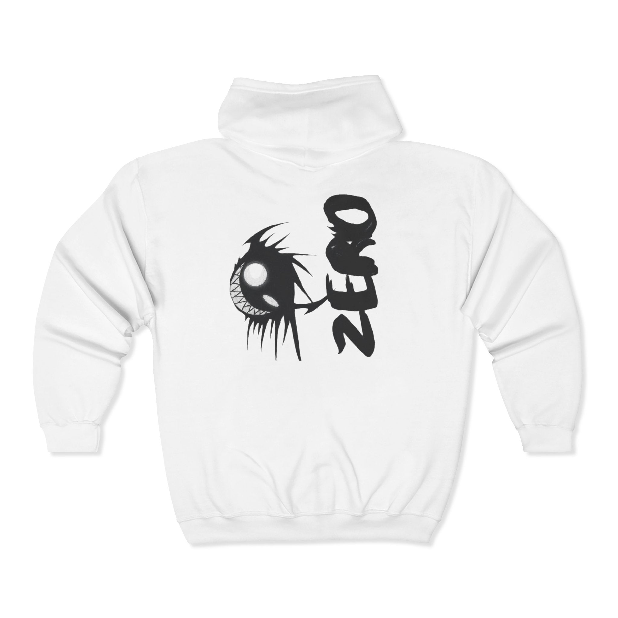 Zip Hoodie with Grinning Eye 'ZERO' Back Graphic — Goth Streetwear
